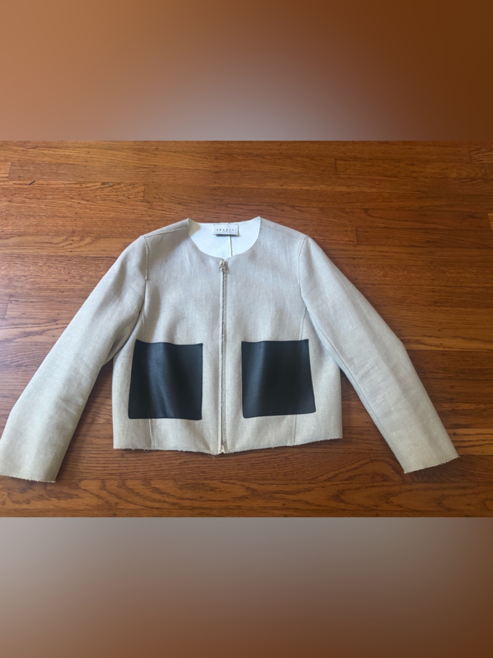 Sandro Cream Zip-Front Jacket- European size 38